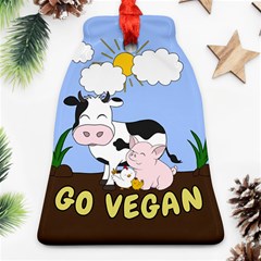 Friends Not Food - Cute Cow, Pig And Chicken Bell Ornament (two Sides) by Valentinaart