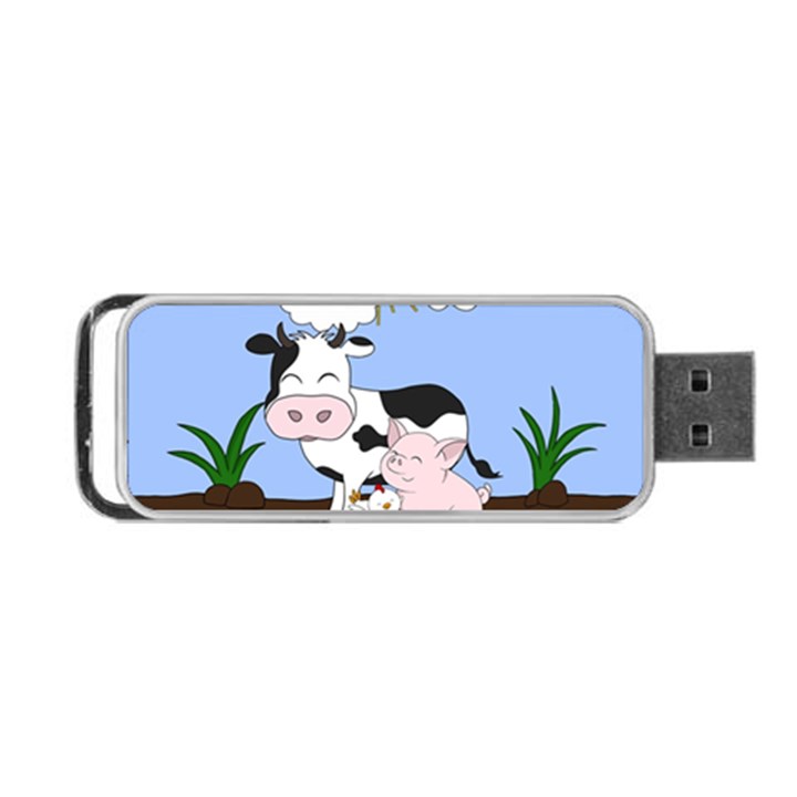 Friends Not Food - Cute Cow, Pig and Chicken Portable USB Flash (One Side)