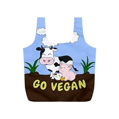 Friends Not Food - Cute Cow, Pig And Chicken Full Print Recycle Bags (s)  by Valentinaart