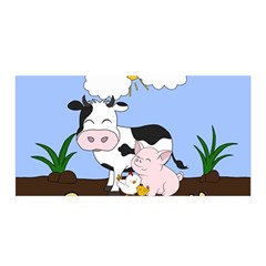 Friends Not Food - Cute Cow, Pig And Chicken Satin Wrap by Valentinaart