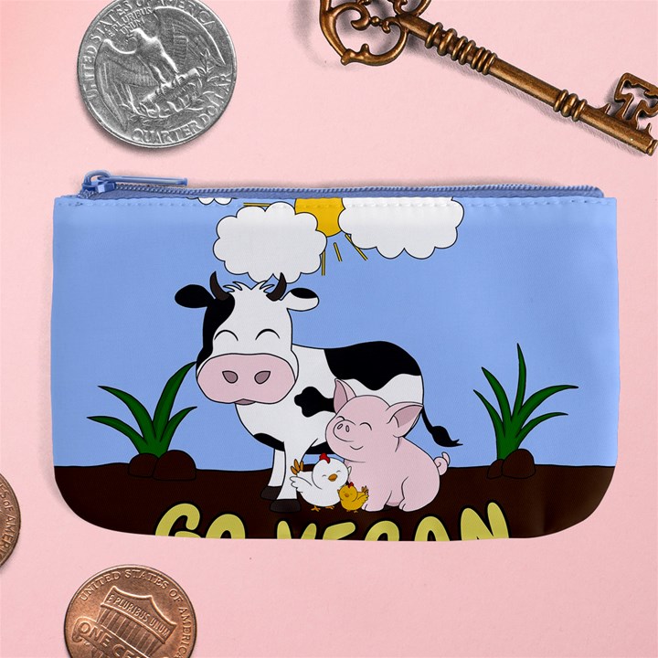 Friends Not Food - Cute Cow, Pig and Chicken Large Coin Purse