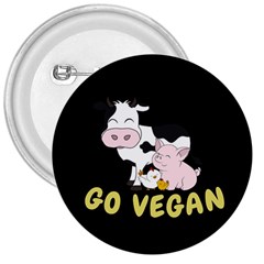 Friends Not Food - Cute Cow, Pig And Chicken 3  Buttons by Valentinaart