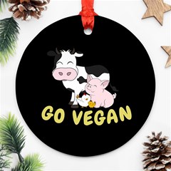 Friends Not Food - Cute Cow, Pig And Chicken Ornament (round) by Valentinaart