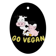 Friends Not Food - Cute Cow, Pig And Chicken Ornament (oval) by Valentinaart