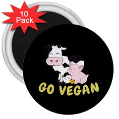 Friends Not Food - Cute Cow, Pig And Chicken 3  Magnets (10 Pack)  by Valentinaart