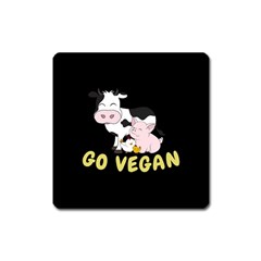 Friends Not Food - Cute Cow, Pig And Chicken Square Magnet by Valentinaart