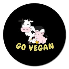 Friends Not Food - Cute Cow, Pig And Chicken Magnet 5  (round) by Valentinaart