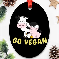 Friends Not Food - Cute Cow, Pig And Chicken Oval Ornament (two Sides) by Valentinaart