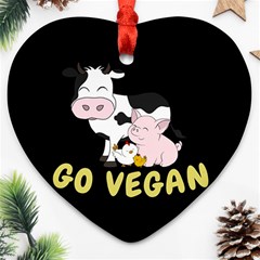 Friends Not Food - Cute Cow, Pig And Chicken Heart Ornament (two Sides) by Valentinaart