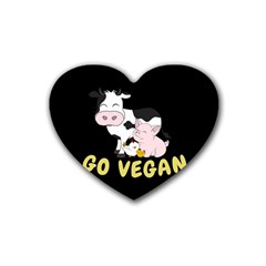 Friends Not Food - Cute Cow, Pig And Chicken Rubber Coaster (heart)  by Valentinaart