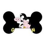 Friends Not Food - Cute Cow, Pig and Chicken Dog Tag Bone (One Side) Front