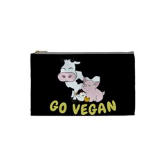 Friends Not Food - Cute Cow, Pig And Chicken Cosmetic Bag (small)  by Valentinaart