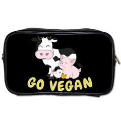 Friends Not Food - Cute Cow, Pig And Chicken Toiletries Bags by Valentinaart