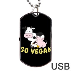 Friends Not Food - Cute Cow, Pig And Chicken Dog Tag Usb Flash (two Sides) by Valentinaart