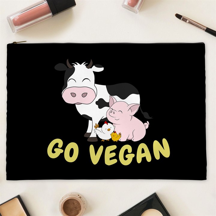 Friends Not Food - Cute Cow, Pig and Chicken Cosmetic Bag (XXL) 