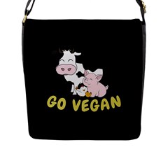 Friends Not Food - Cute Cow, Pig And Chicken Flap Messenger Bag (l)  by Valentinaart