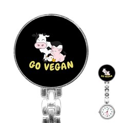 Friends Not Food - Cute Cow, Pig And Chicken Stainless Steel Nurses Watch by Valentinaart