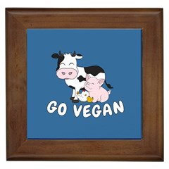 Friends Not Food - Cute Cow, Pig And Chicken Framed Tiles by Valentinaart