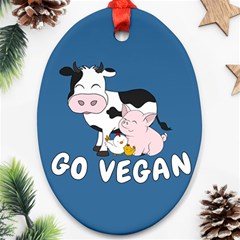 Friends Not Food - Cute Cow, Pig And Chicken Ornament (oval) by Valentinaart