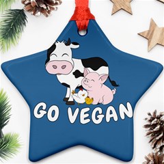 Friends Not Food - Cute Cow, Pig And Chicken Ornament (star) by Valentinaart