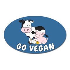 Friends Not Food - Cute Cow, Pig And Chicken Oval Magnet