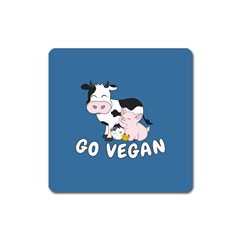 Friends Not Food - Cute Cow, Pig And Chicken Square Magnet by Valentinaart