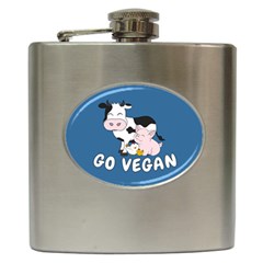 Friends Not Food - Cute Cow, Pig And Chicken Hip Flask (6 Oz) by Valentinaart