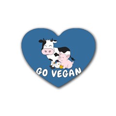 Friends Not Food - Cute Cow, Pig And Chicken Rubber Coaster (heart)  by Valentinaart