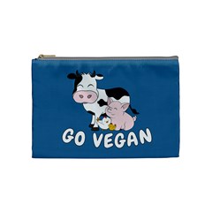 Friends Not Food - Cute Cow, Pig And Chicken Cosmetic Bag (medium)  by Valentinaart