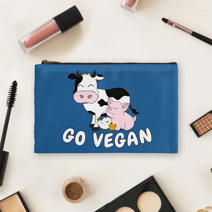 Friends Not Food - Cute Cow, Pig and Chicken Cosmetic Bag (Medium) 