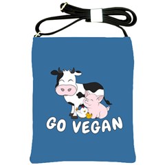 Friends Not Food - Cute Cow, Pig And Chicken Shoulder Sling Bags by Valentinaart