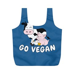 Friends Not Food - Cute Cow, Pig And Chicken Full Print Recycle Bags (m)  by Valentinaart