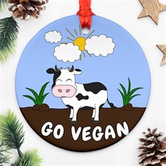 Friends Not Food - Cute Cow Ornament (round) by Valentinaart