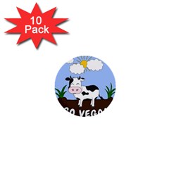 Friends Not Food - Cute Cow 1  Mini Buttons (10 Pack)  by Valentinaart