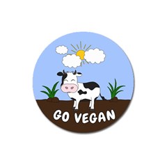 Friends Not Food - Cute Cow Magnet 3  (round) by Valentinaart