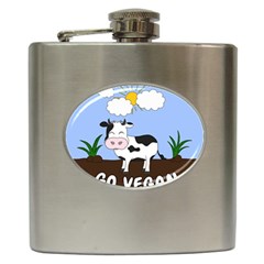 Friends Not Food - Cute Cow Hip Flask (6 Oz) by Valentinaart