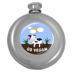 Friends Not Food - Cute Cow Round Hip Flask (5 Oz) by Valentinaart