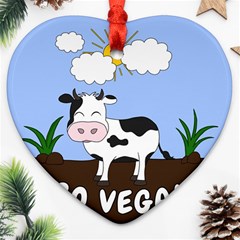 Friends Not Food - Cute Cow Heart Ornament (two Sides) by Valentinaart