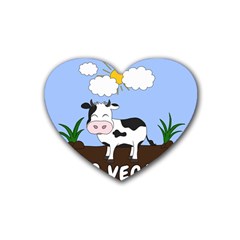 Friends Not Food - Cute Cow Rubber Coaster (heart)  by Valentinaart