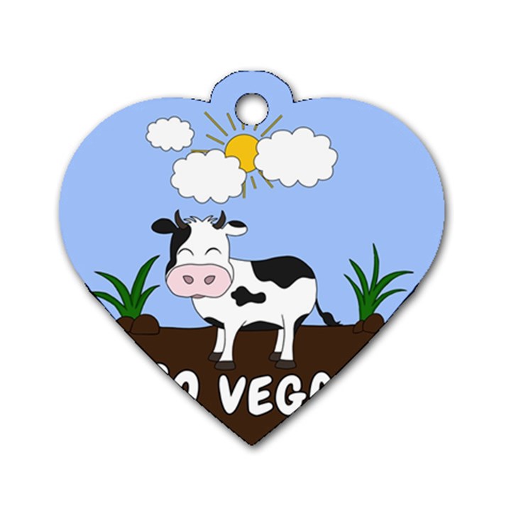 Friends Not Food - Cute Cow Dog Tag Heart (One Side)