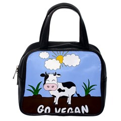 Friends Not Food - Cute Cow Classic Handbags (one Side) by Valentinaart