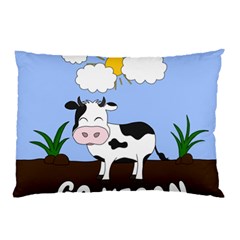 Friends Not Food - Cute Cow Pillow Case by Valentinaart