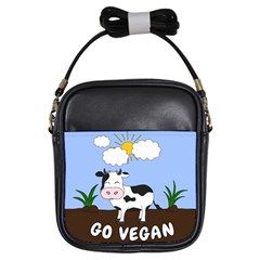 Friends Not Food - Cute Cow Girls Sling Bags by Valentinaart