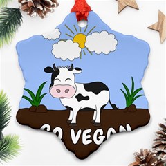 Friends Not Food - Cute Cow Snowflake Ornament (two Sides) by Valentinaart