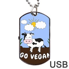 Friends Not Food - Cute Cow Dog Tag Usb Flash (one Side) by Valentinaart