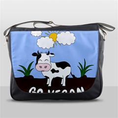 Friends Not Food - Cute Cow Messenger Bags by Valentinaart