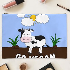 Friends Not Food - Cute Cow Cosmetic Bag (xxl)  by Valentinaart