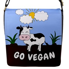 Friends Not Food - Cute Cow Flap Messenger Bag (s) by Valentinaart