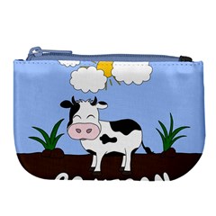 Friends Not Food - Cute Cow Large Coin Purse by Valentinaart