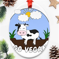 Friends Not Food - Cute Cow Ornament (oval) by Valentinaart